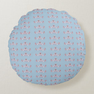 Blue and Cranberry Round Cushion