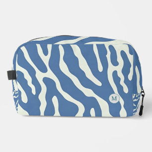 Blue and cream Abstract Wavy Lines make up bag