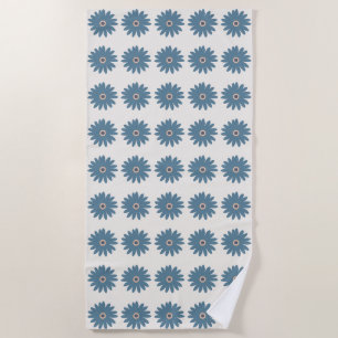 Blue And Cream Daisy Beach Towel