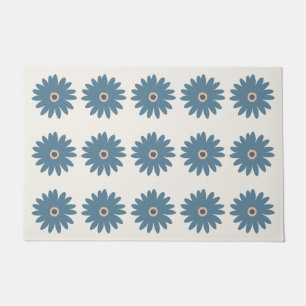 Blue And Cream Daisy Doormat