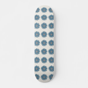 Blue And Cream Daisy Skateboard