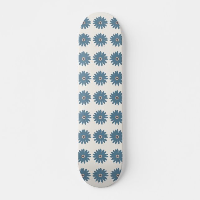 Blue And Cream Daisy Skateboard (Front)