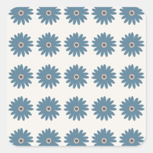 Blue And Cream Daisy Square Sticker
