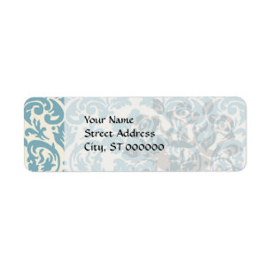 blue and cream damask flourish pattern