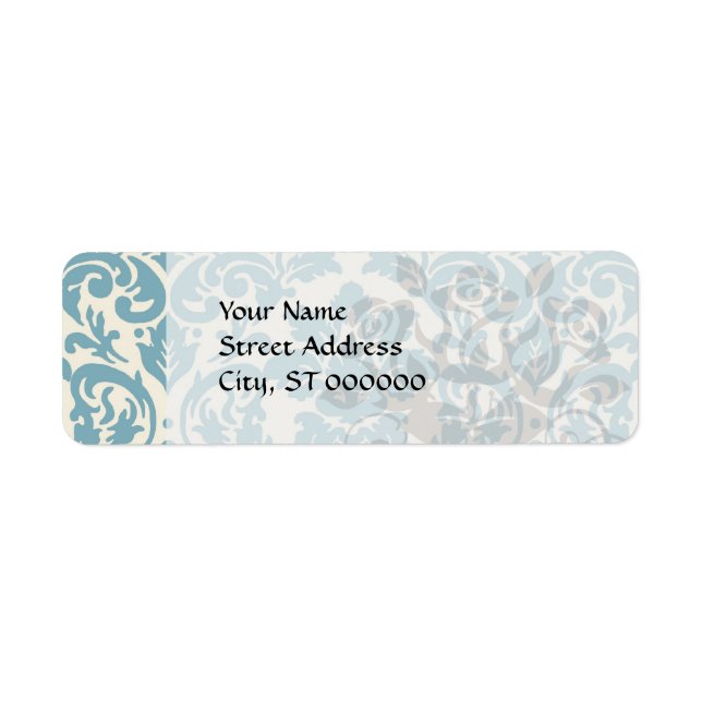 blue and cream damask flourish pattern (Front)