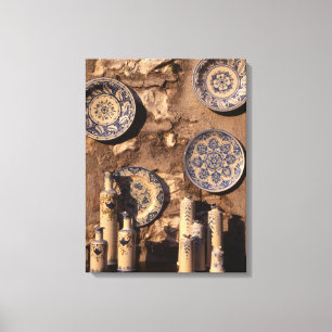 Blue and Cream Pottery Umbria Poster Plaque Canvas Print