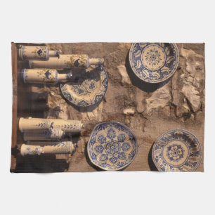 Blue and Cream Pottery Umbria Poster Plaque iPad A Tea Towel