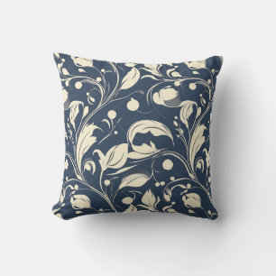 Blue and Cream Rococo Inspired Design Cushion