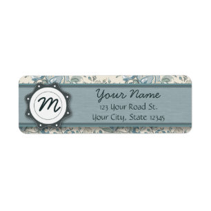 Blue and Cream Roses with Monogram