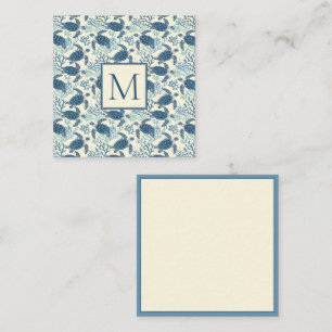 Blue and Cream Sea Turtle Monogram Card