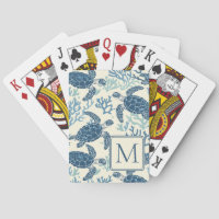Blue and Cream Sea Turtles Monogram