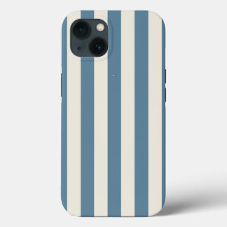 Blue And Cream Vertical Stripes iPhone 13 Case