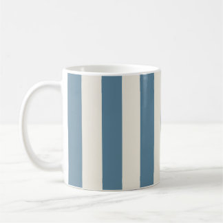 Blue And Cream Vertical Stripes Coffee Mug