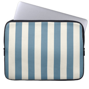 Blue And Cream Vertical Stripes Laptop Sleeve