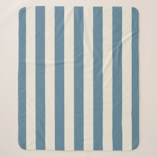 Blue And Cream Vertical Stripes Sherpa Blanket