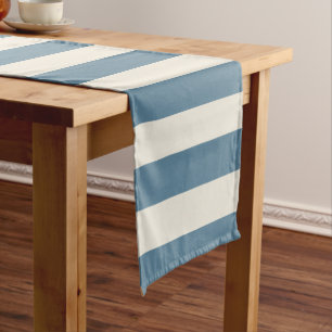 Blue And Cream Vertical Stripes Short Table Runner