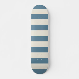 Blue And Cream Vertical Stripes Skateboard