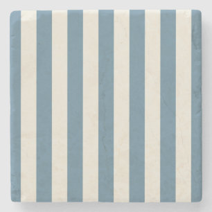 Blue And Cream Vertical Stripes Stone Coaster