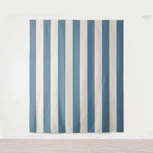 Blue And Cream Vertical Stripes Tapestry