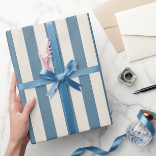 Blue And Cream Vertical Stripes Wrapping Paper