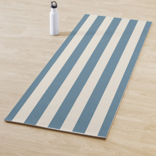 Blue And Cream Vertical Stripes Yoga Mat