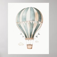 Blue and Cream Vintage Hot Air Balloon