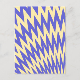 Blue and Cream Zigzag Chevron Pattern Postcard
