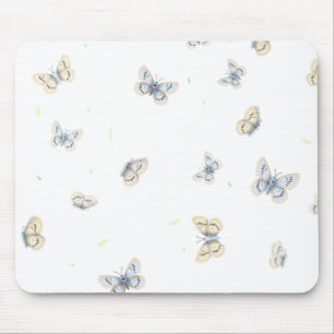 Blue and Crème Butterflies Charming Garden Fauna Mouse Mat