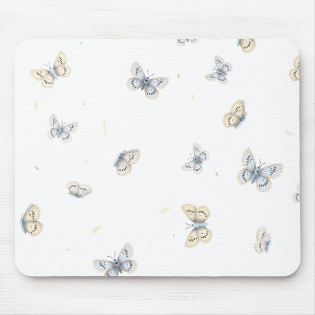 Blue and Crème Butterflies Charming Garden Fauna Mouse Mat (Front)