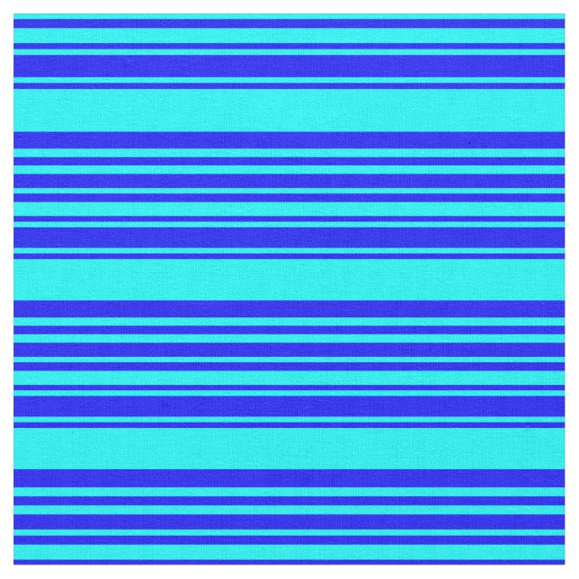 Blue and Cyan Striped/Lined Pattern Fabric (Close Up)