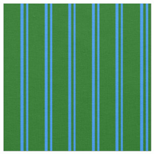 Blue and Dark Green Coloured Stripes Fabric