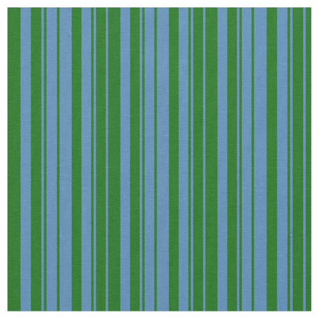 Blue and Dark Green Striped/Lined Pattern Fabric (Close Up)