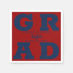 Blue and Dark Red Graduation Napkin
