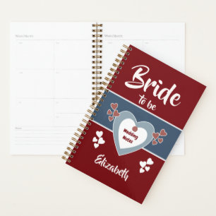 Blue and deep red Bride to be Wedding notes Planner