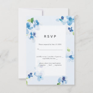 Blue and Delicate Blooms Wedding RSVP Card
