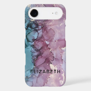 blue and dusty pink gold marble personalized