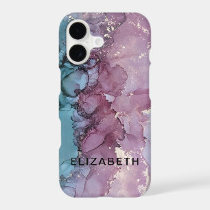 blue and dusty pink gold marble personalized
