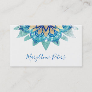 blue and faux gold decor business card