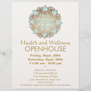 Blue and Faux Gold Leaf Health and Wellness Flyer