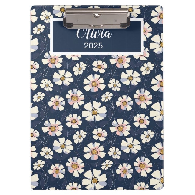 Blue and Floral Pattern Clipboard (Front)