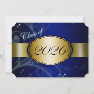 Blue and Gold 2026 Graduation Invitation