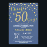 Blue and Gold 50th Birthday Diamond Invitation<br><div class="desc">50th Birthday Invitation with Blue and Gold Glitter Diamond Background. Gold Confetti. Adult Birthday. Male Men or Women Birthday. For further customisation,  please click the "Customise it" button and use our design tool to modify this template.</div>
