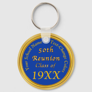 Blue and Gold 50th Class Reunion Party Favours Key Ring