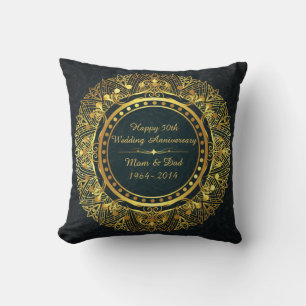 Blue and Gold 50th Wedding Anniversary Classic Cushion