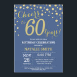 Blue and Gold 60th Birthday Diamond Invitation<br><div class="desc">60th Birthday Invitation with Blue and Gold Glitter Diamond Background. Gold Confetti. Adult Birthday. Male Men or Women Birthday. For further customisation,  please click the "Customise it" button and use our design tool to modify this template.</div>