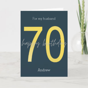 Blue and Gold 70th Birthday Card