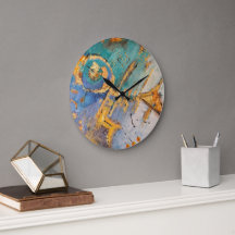 blue and gold abstract clock