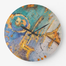 blue and gold abstract clock