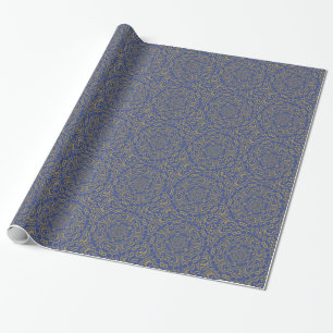 Blue and Gold Abstract Design Wrapping Paper