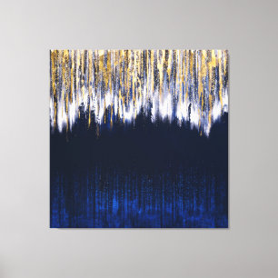 Blue and Gold Abstract Digital Painting Canvas Print